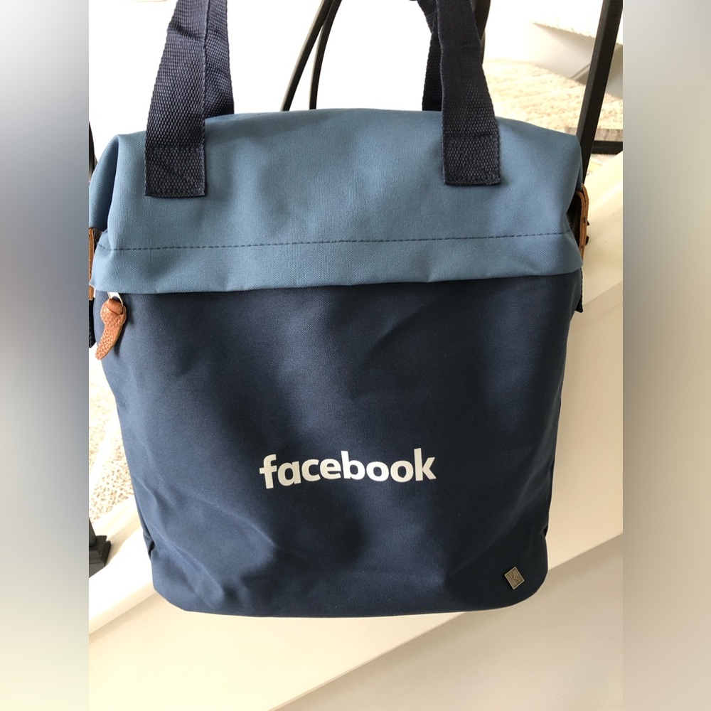 Blue FACEBOOK canvas tote or computer bag.